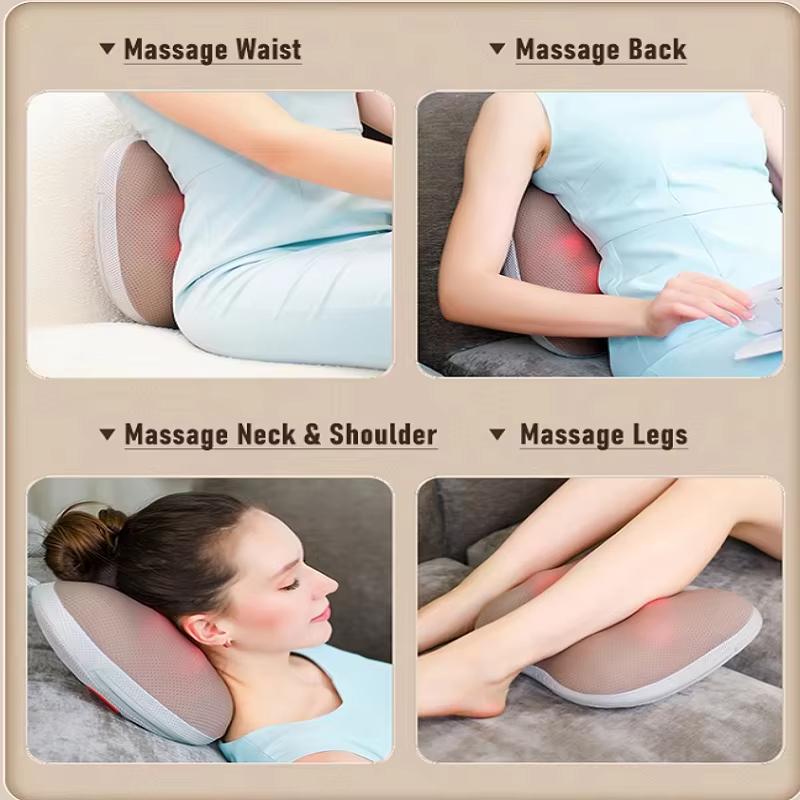 New 3D Electric Smart Neck Massage Pillow Head Back Shiatsu Full Body Massager Wireless Use For Car Home Infrared Physiotherapy