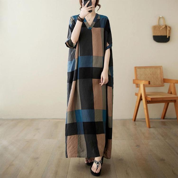 Women Summer Boho Floral Maxi Dress Plus Size Loose V Neck Oversized Sundress Big 9052