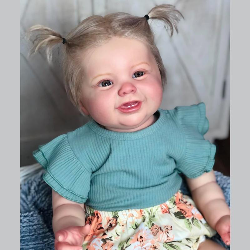 24'' 60CM Reborn Baby Dolls Kodi Cosplay Girl or Boy Miękka tkanina Body PP Bawełna Wypchana Reborn Doll Chubby Cute Smile Baby Doll Zabawki dla dzieci Prezent