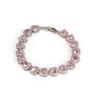 2026 Silver Pink Diamond Heart Bracelet, Full Diamond Crystal Love Jewelry Crystal Bracelet Light Luxury Girly Accessories
