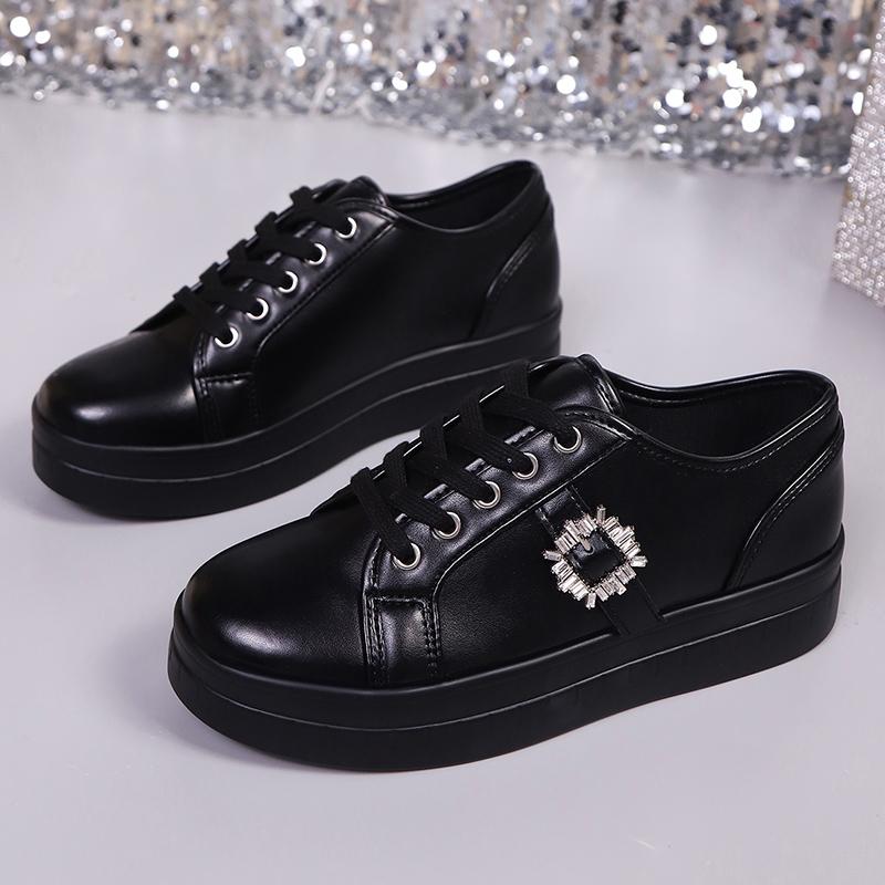 Fashion Women Sneakers Fashion Platform Non-slip Women Shoes New Lace Up Sports Shoes Woman Crystal Buckle Thick Bottom Vulcanized Shoes