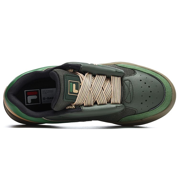 Fila Mix Thyme Thick Sole Wear-Resistant Height-Increasing Low-Top Skate Shoes Men Sneaker Black Green Yellow F12M244201FTM
