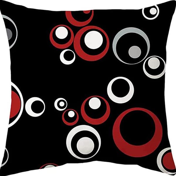 Popular Simple Geometric Abstract Red Black Striped Sofa Cushion Pillow Case Home Removable Washable