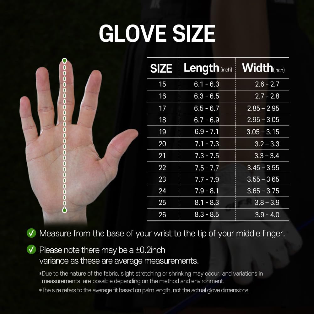 GLFR Premium Top 1% Cabretta Leather Golf Gloves, Silky Grip,