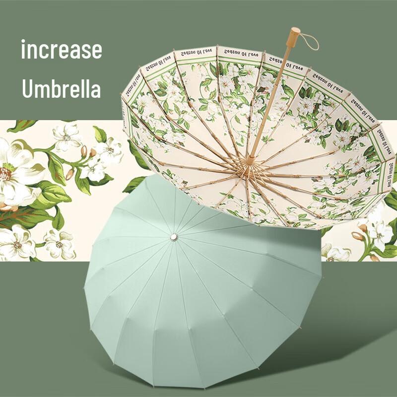 Huawensen 16-Rib Gardenia Blossom UV Sun and Rain Umbrella