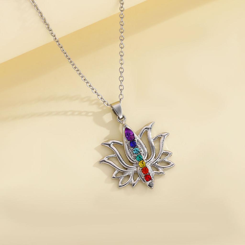 FTCY 7 Chakras Necklaces for Women Elegant Flower Yoga Energy Necklace Exquisite Charms Women's Pendant Gift