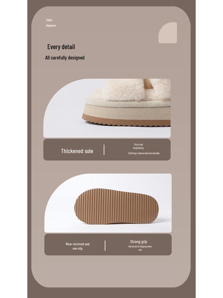 Damen Japanische Baumwollpantoffeln mit offenen Zehen für Herbst/Winter - Innen/Außen, Geräuschlos, Plüschig, Rutschfest, Fellartig.