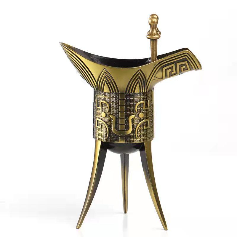 Starożytny cesarski kielich, Kielich do wina z imitacji brązu, Antyczny puchar, Metalowy mały kieliszek do wina, Dekoracje domowe starożytne naczynia do wina