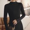 Mid-length Knitted Dress for Women In Autumn and Winter Half Turtleneck Slimming Casual Sweater Dress