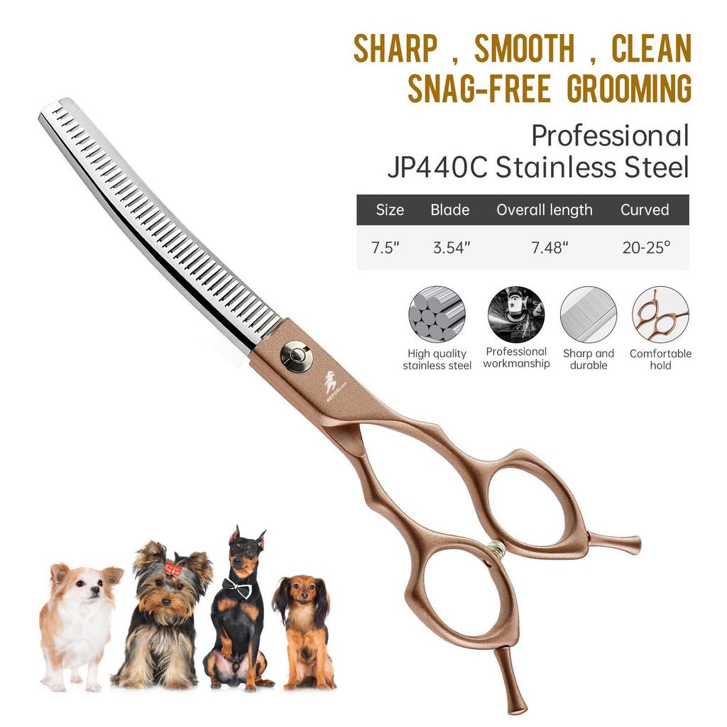 6.5" Meideng-Style Half-Gold Fishbone Pet Grooming Thinning Shears