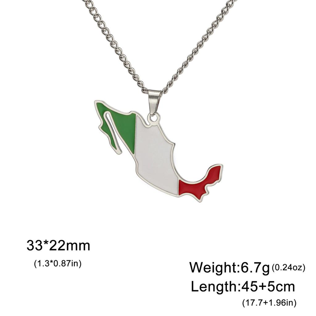 Drip Oil Mexiko Karte Halskette Für Frauen Edelstahl Gold Silber Farbe Anhänger Mode Mexikanische Flagge Anhänger Schmuck Geschenk