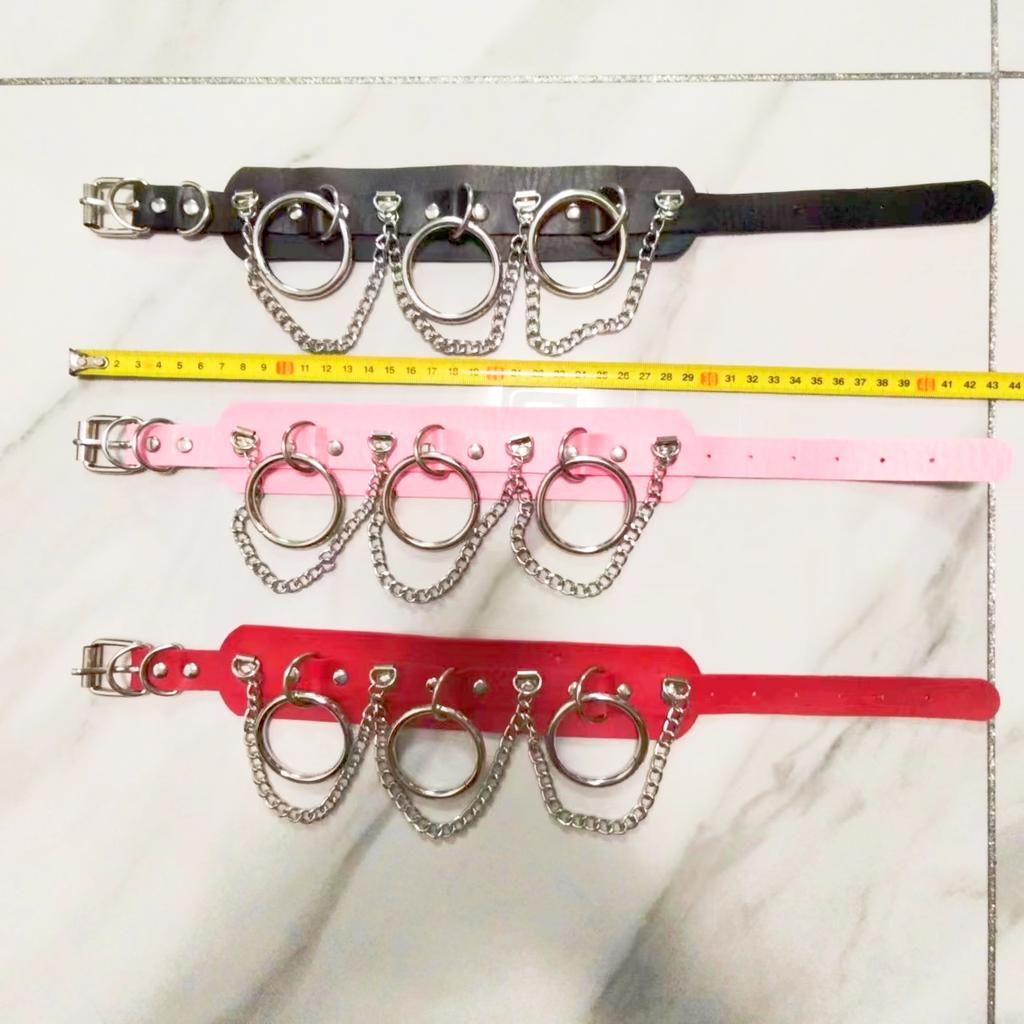 VaHppy Sex Toy Do Slave Collar Neck stainless steel + leather 43*5CM 140g 4colors Punk Fashion Cosplay SM  Sex games bondage