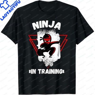 Ninja In Training T-Shirt Polyester Material Funny Cute Tee Kids Boy Short Sleeved Printed Clothes Sport Camiseta Hombre Camisa