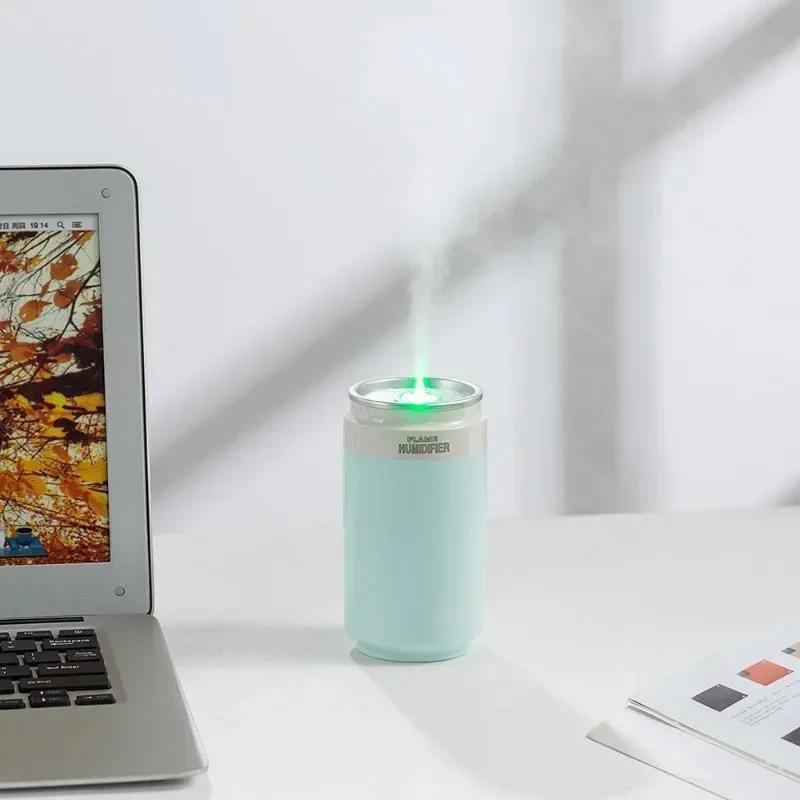 Creative Can-shaped Air Humidifier for Home Car USB Electric Mini Ultrasonic Mute Mist Maker Diffuser with LED Color Lamp 260ML