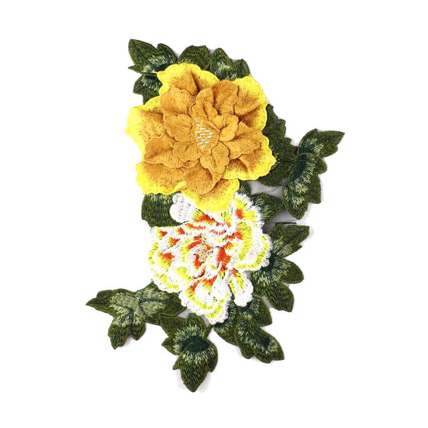 Three-Dimensional Peony Lace Embroidered Patch for Clothing