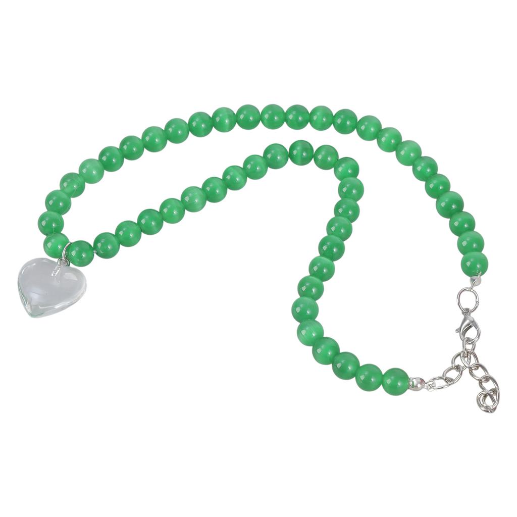 Elegant Cats's Eye Heart Necklace Featuring Unique Luster and Color Change Decoration for Fashionable Women Wear