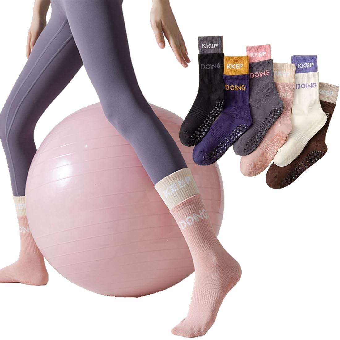 

HOLRAFAN Yoga Pilates Sports Socks for Yoga and and Cold Weather All Available in Multiple Colors Cherry Women s Non-Slip Socks, 3-Pair Set,