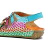 Johnature Echtes Leder Retro Damen Schuhe Sommer Farbe flache Sandalen Komfort atmungsaktive handbemalte Strandsandalen