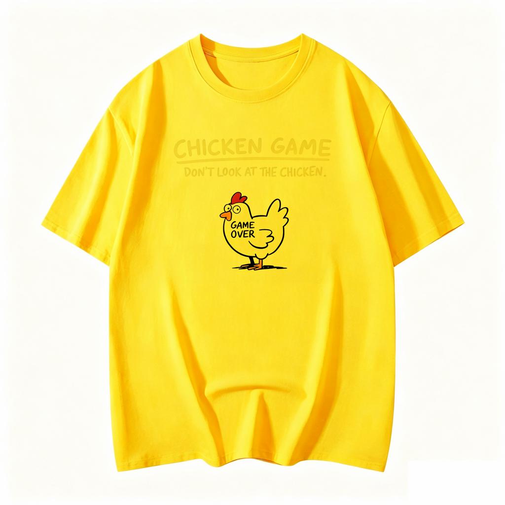 Chicken Game Dont Look At The Chicken Funny Chicken Tshirt Printed Graphic T Shirt Unisex Clothing Ropa Hombre