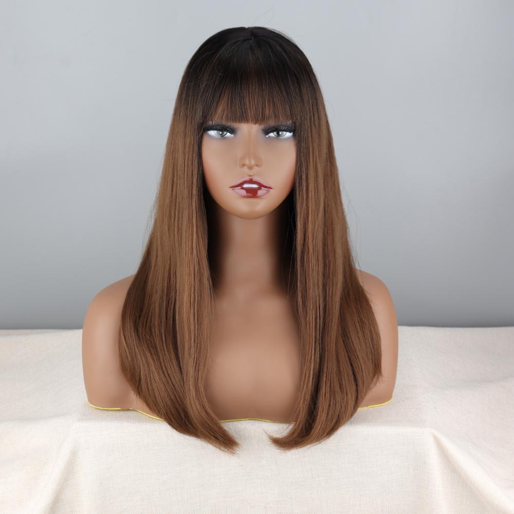 

XINRAN женский модный длинный прямой парик красного вина с челкой из синтетического волокна, натуральный прямой парик для косплея, повседневная одежда