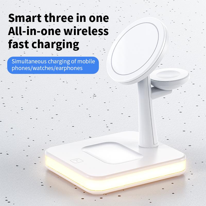 25W 3 in 1 Magnetic Wireless Charger for Macsafe iPhone 12 13 14 Pro Max Mini  Watch Airpods Pro Fast Charging Dock Station