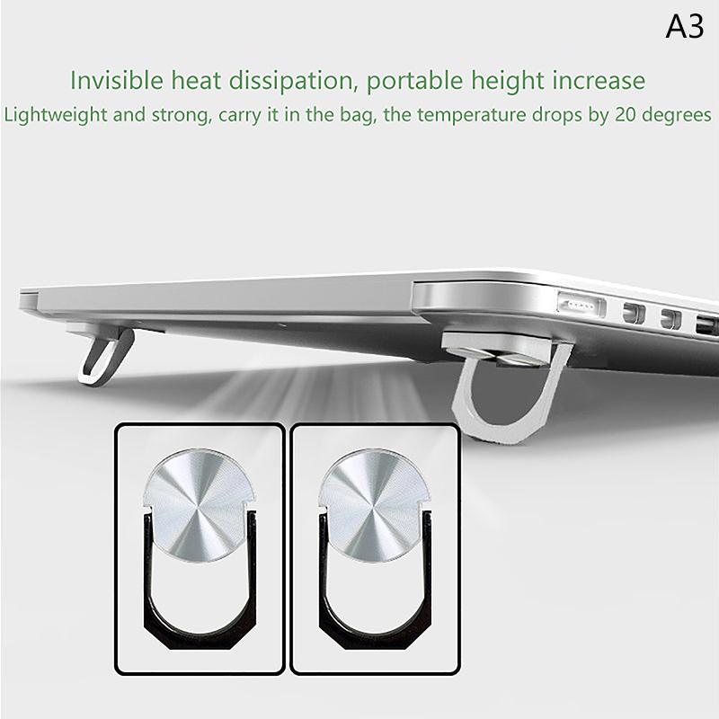 For Tablet Keyboard 2Pcs Invisible Mini Portable Cooling Stand Feet Zinc Alloy Foldable Laptop Non-Slip Base Bracket Support