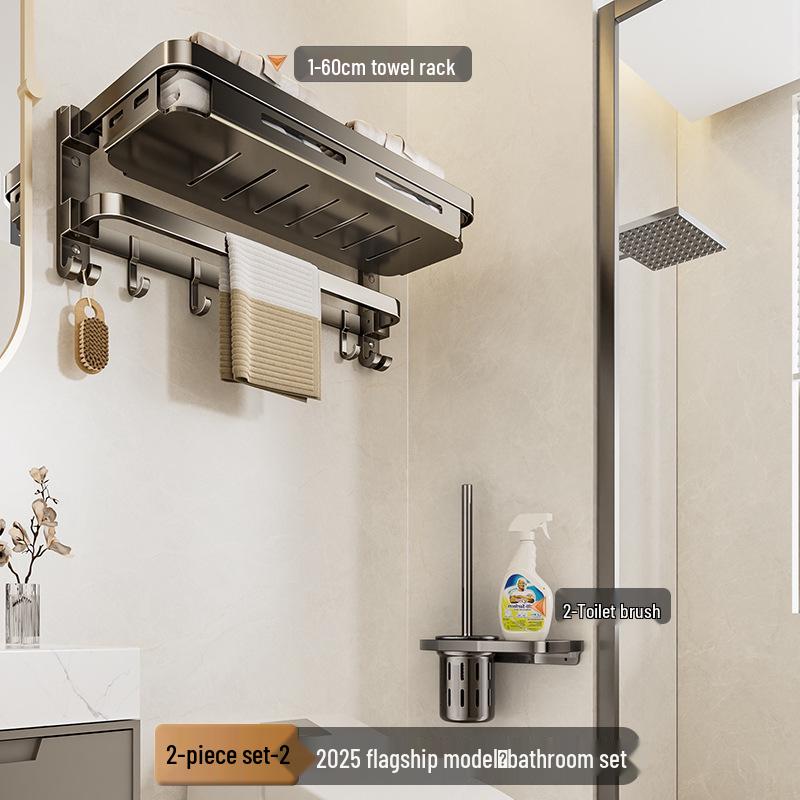 Wandmontierter, faltbarer Badezimmer-Handtuchhalter ohne Bohren