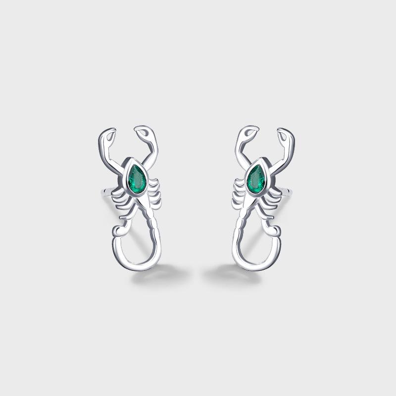 

Women s Scorpion-Shaped S925 Silver Earrings with Green Zircon Inlay 925 Silver