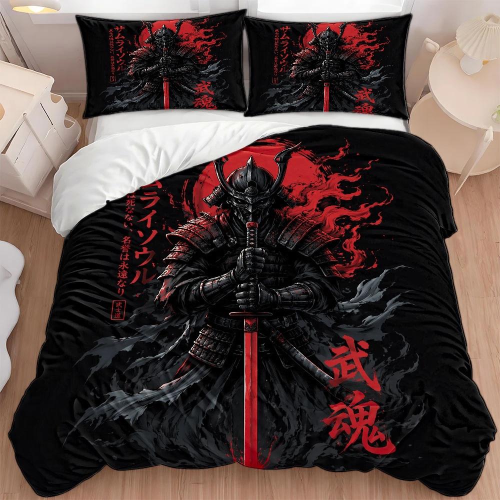 3Pc Japanese Samurai Soul Themed Duvet