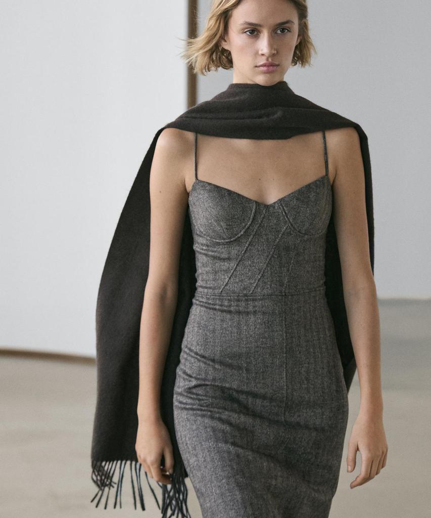 Masimodutti Strap Midi Dress