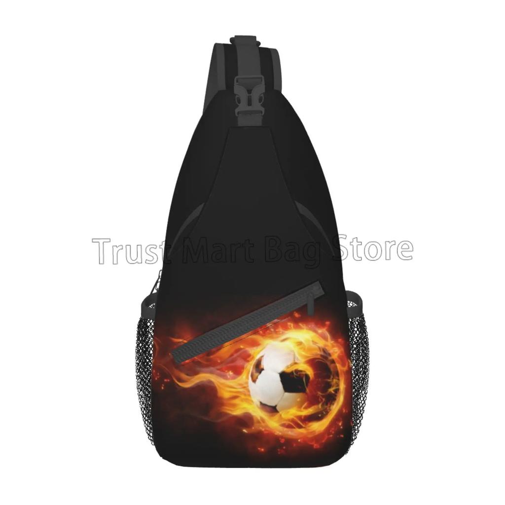 Soccer Ball Print Sling Bag Cool Football Art Pattern Crossbody Backpack Casual Chest Bag Lightweight Daypack for Travel Sports