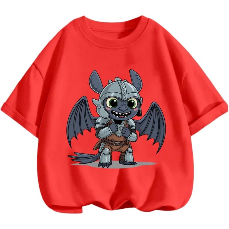 Toothless Summer Fashion T-Shirt Cute Cartoon Design Casual Crew Neck For Children 100