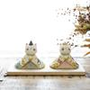 Fukubeya Seto Ware Hina Dolls, Peach Blossom Design, Cat Hina Dolls, with Stand and Screen, Modern and Cute, Perfect for Gifts (Cat)