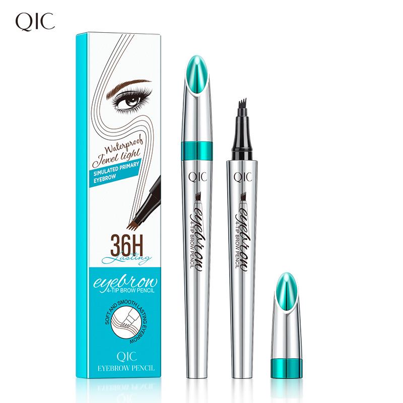 QIC Color Makeup Waterproof Liquid Eyebrow Pencil - Four-Prong Design
