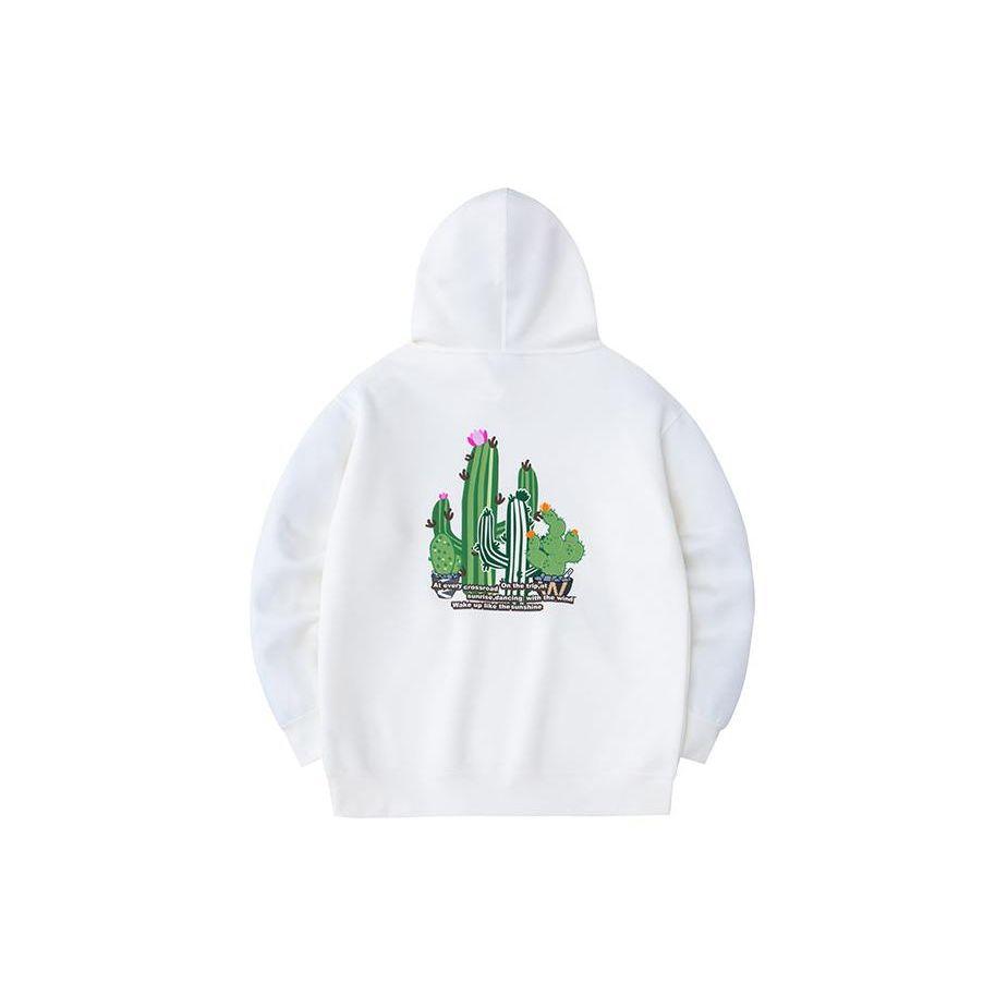 Anta Lifestyle Series Lettered Hooded Pullover Loose Casual Sweatshirt Unisex sweatshirt Ivory 172428703-2
