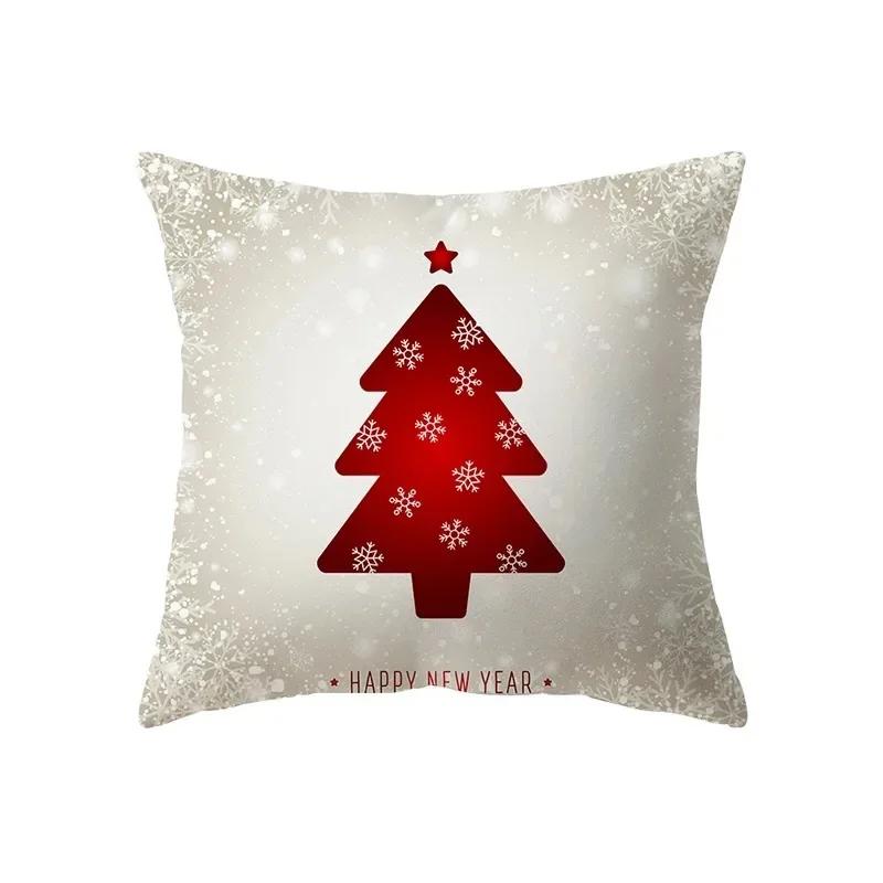 Christmas Theme Santa Claus Printed Pattern Cushion Cover Home Living Room Sofa Decoration Pillow 45x45cm
