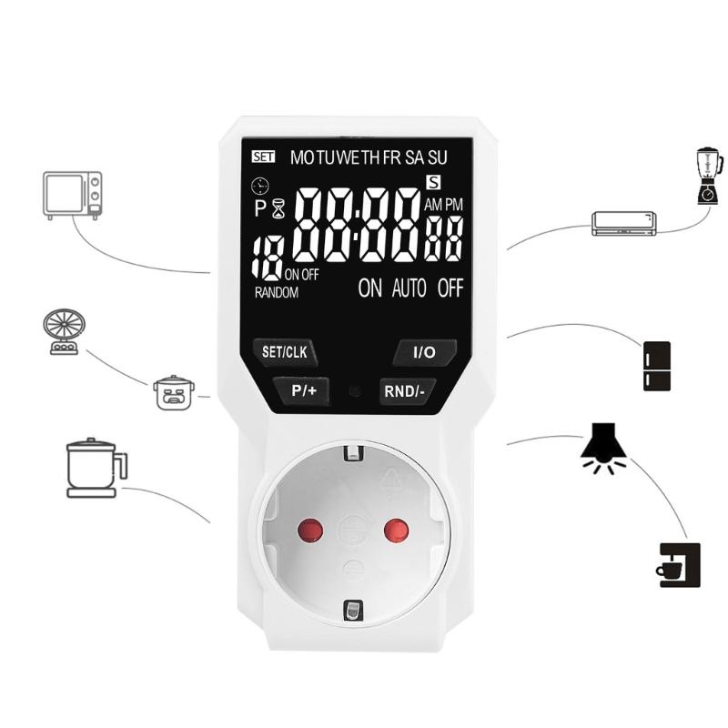 Digital Electronic Timer Switches Energy Saving LCD Display Programmable Timer Socket For Home Appliances Easy To Use