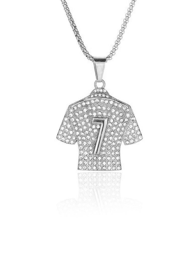 World Cup No. 7 Gold-Plated Jersey Pendant Necklace - European & American Style, Fashionable & Unique Design.