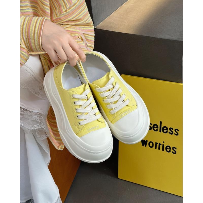

Big head two wear platform canvas shoes women s shoes new breathable versatile height increase fashion casual board shoes 35 жёлтый