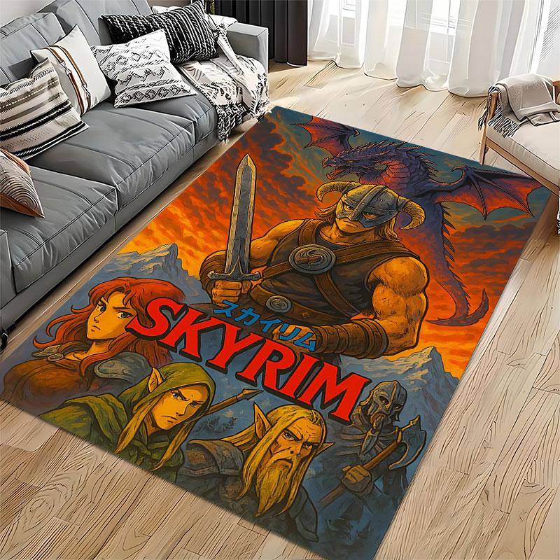 Skyrim Graphic Art Carpet Suitable As a Non-slip Mat for the Living Room or Bedroom Sofa
