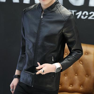 Spring and Autumn New Men's Leather Casual Fashion Trend PU Leather Motorcycle Jacket