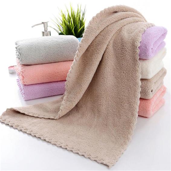 Soft Coral Fleece Face Towel High Absorbent Solid Color Washcloth for Home Bathroom Use