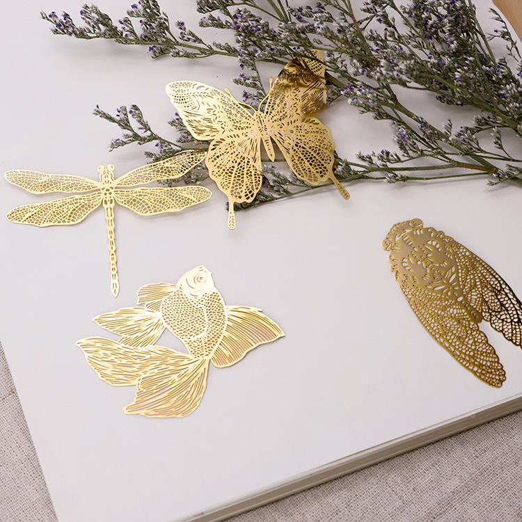 Gilded Brass Hollow Animal Bookmark - Chinese Style Cultural and Creative Student Gift.