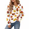 Women's Fashion Vintage Print Knit Long Sleeve Top with Button-Down Collar