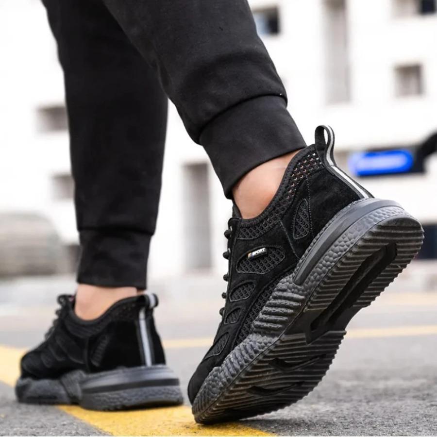 2025 New Type of Solid Color Flat Heel Lace-up Round-toe Men's Hiking, High-quality Sports and Outdoor Breathable Running Shoes