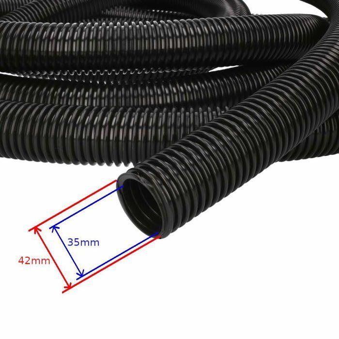Tuyau annelé souple PVC noir 32/35/38 mm – différentes longueurs, résistant UV pour bassins et filtration