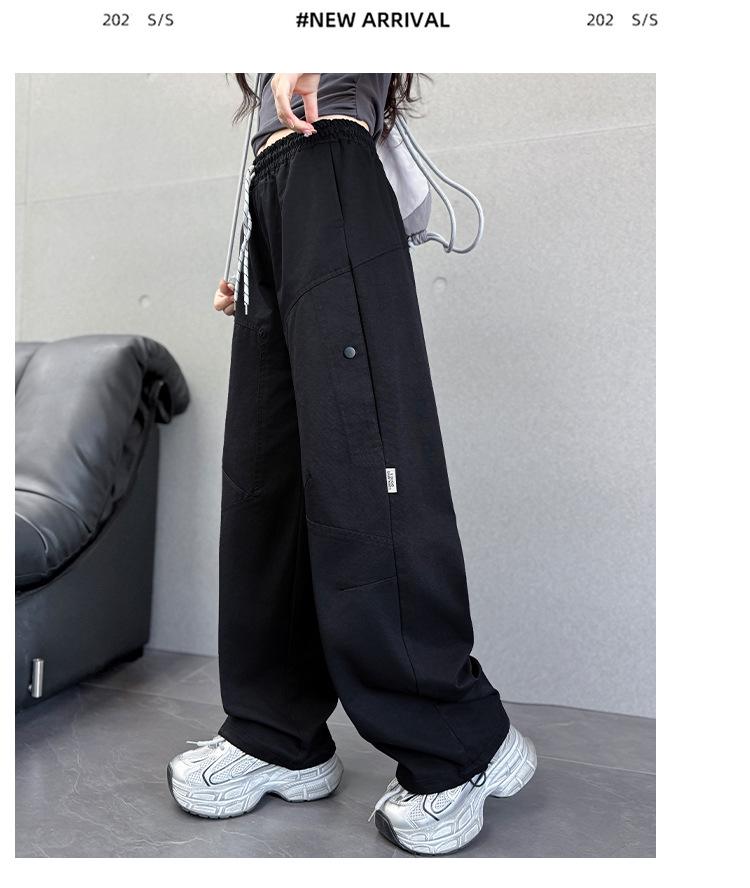 2025 Girls' Autumn Scimitar Cuffed Sweatpants - Casual, Medium and Large Sizes for Spring/Autumn