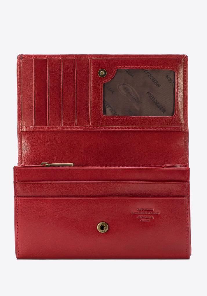 Portefeuille en Cuir pour Femme Wittchen avec Poche zippée, Rouge, Cuir Naturel