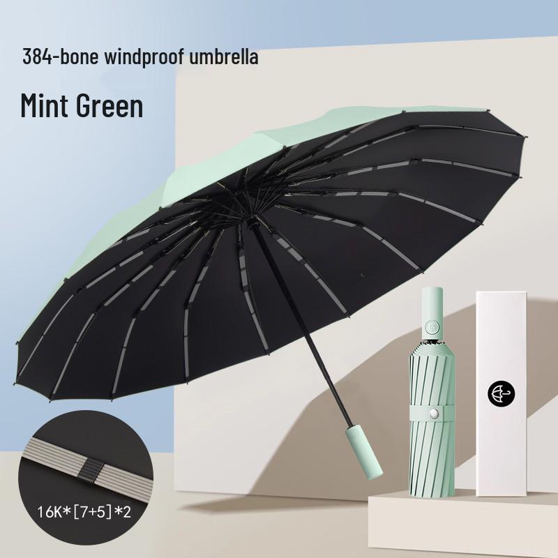 384 Rib Windproof Folding Umbrella - Large, Reinforced & UV Protective for Men & Women