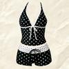Women Polka Dot Bikini Set Two Piece Swimwear Halter Neck Top and High Waist Shorts Beach Bathing Suit